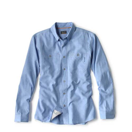 Orvis OutSmart Tech Chambray Long Sleeve Shirt - Medium Blue